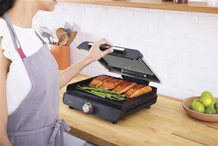 Ninja GR101EU Parrilla y Plancha de Interior Versátil para 4-5 personas con Temperatura Controlada hasta 260°C y Superficie Antiadherente