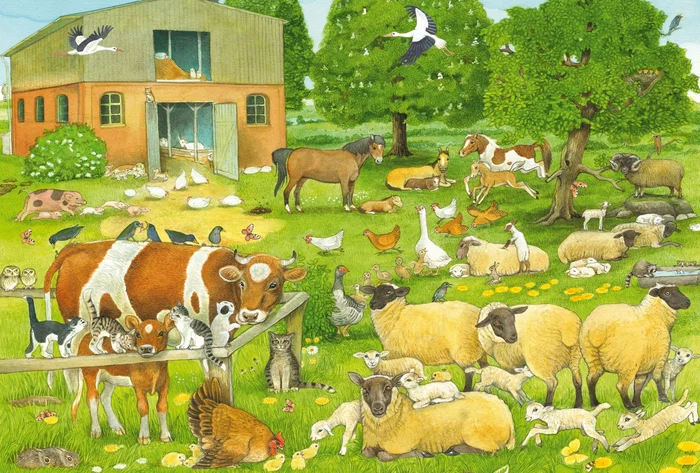 Schmidt Spiele SCH1747456913365 Puzzle Familias de Animales de Granja 100 Piezas para Niños a Partir de 6 Años