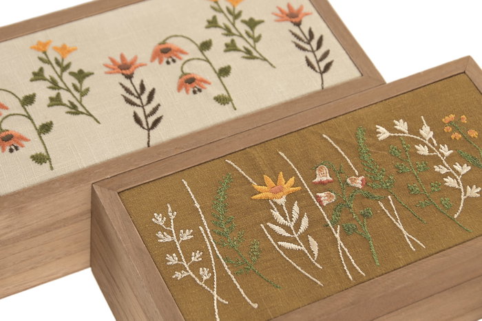 DKD Home Decor Caja de Madera Flores Surtido de 2