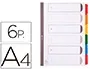 Exacompta Separadores Cartulina Juego de 6 DIN A4 Multitaladro Color Blanco