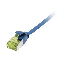 Synergy21 Patch Cable RJ45 Cat6A 0.25m 500 MHz Blue U/FTP Slim (3.8 mm) TPE/LSZH Superflex AWG32 with Cat7 Bare Wire Cable