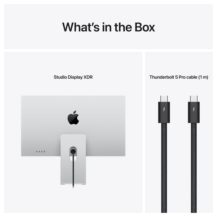 Apple Studio Display XDR Monitor 27" 5K con Soporte Ajustable en Altura e Inclinación, Panel Nano-Texto Estándar, 6 Altavoces, 12MP Cámara Centroal - Plata