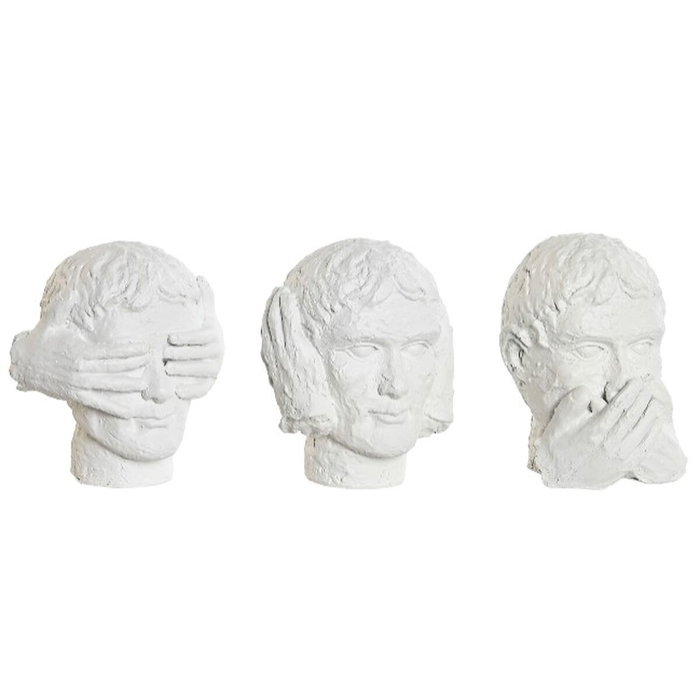 DKD Home Decor Figura de Resina Blanca Surtido de 3 Unidades