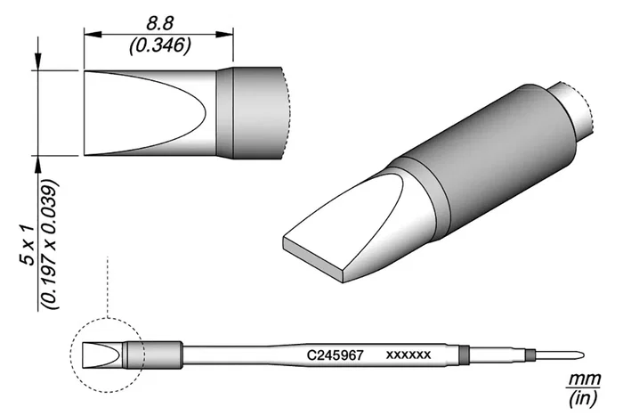 JBC TOOLS Punta de soldadura tipo destornillador 5x1mm JBC TOOLS Punta de soldadura tipo destornillador 5x1mm