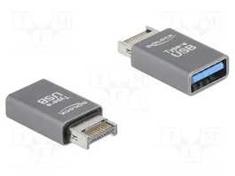 DeLOCK 67230 Adaptador USB Type-E Macho a USB Type-A Hembra 10 Gbps Metal Gris