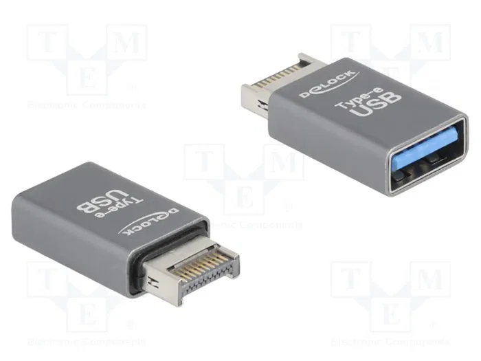 DeLOCK 67230 Adaptador USB Type-E Macho a USB Type-A Hembra 10 Gbps Metal Gris