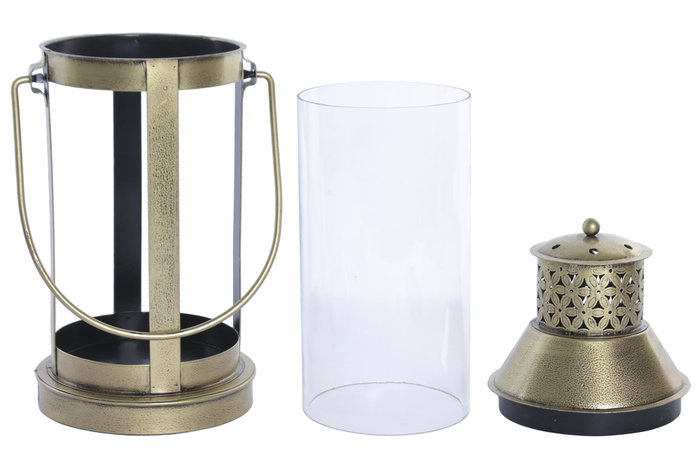 DKD Home Decor Farola Oriental Dorado 17 x 38 x 17 cm Hierro y Cristal