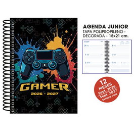 SENFORT Agenda Escolar Junior Decorada Gamer Negro 2026-27