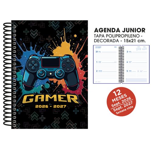 SENFORT Agenda Escolar Junior Decorada Gamer Negro 2026-27 SENFORT Agenda Escolar Junior Decorada Gamer Negro 2026-27