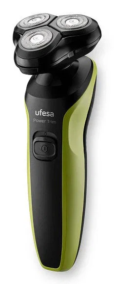 Ufesa Power Trim - Afeitadora Rotativa Eléctrica con 3 Cabezales, Recargable por USB, Batería de Litio 50 Min, Resistente al Agua
