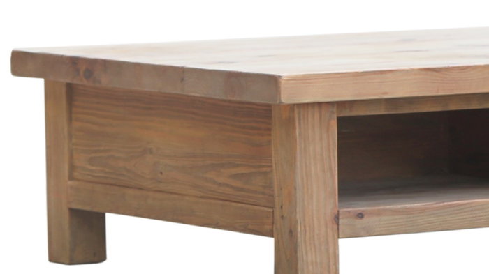 DKD Home Decor Mesa Centro Alpino Natural Madera Reciclada y Pino 90 x 38 x 130 cm