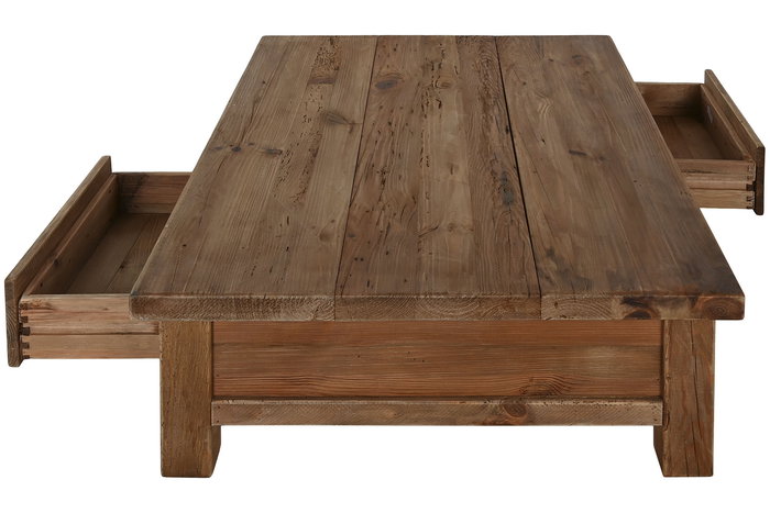 DKD Home Decor Mesa Centro Alpino Natural Madera Reciclada y Pino 90 x 38 x 130 cm