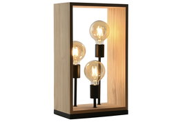 DKD Home Decor Lampara Sobremesa Marron Negro Pino Hierro 16 x 50 x 30 cm