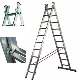 SIFER Escalera Profesional 3235 de 2 Tramos, Peldaño Alto, 3.55-5.60 m