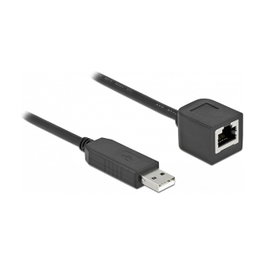 DeLOCK Cable de conexión serial USB 2.0 Tipo-A a RS-232 RJ45, 50 cm, Negro