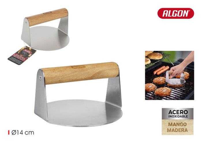 Algon BBQ Prensa de Hamburguesas de Carne BBQ Wood Algon BBQ Prensa de Hamburguesas de Carne BBQ Wood