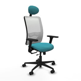 PIQUERAS Y CRESPO Silla de oficina Zulema con mecanismo Sincro/Traslack, Turquesa y Blanco