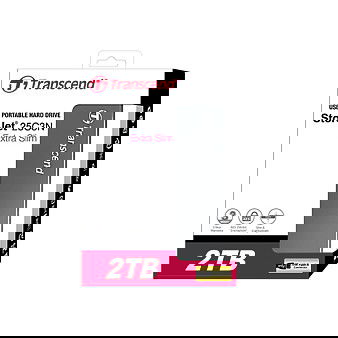 Transcend TS2TSJ25C3N Disco Duro Externo 2TB USB 3.1 Gen 1 Aluminio Gris 2.5" 5400 RPM