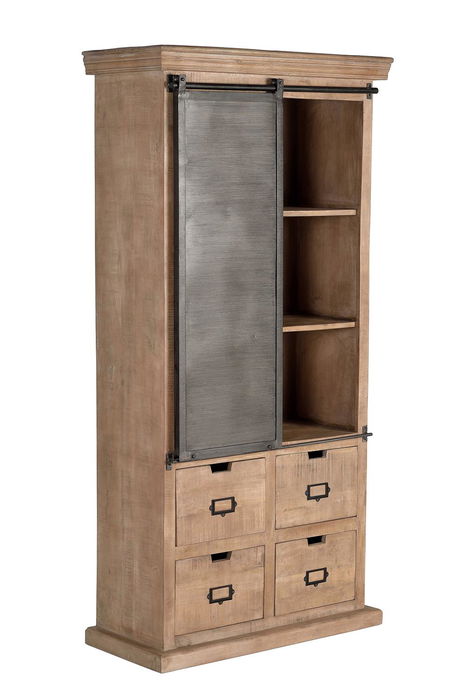 Giner y Colomer Estantería Industrial en Madera de Mango con 4 Cajones y Puerta Corredera