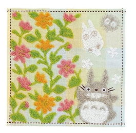 Semic Studio Mini Toalla de Mano/Baño Totorro Gris con Motivo Jardín de Flores - 25 x 25 cm - Mi Vecino Totoro