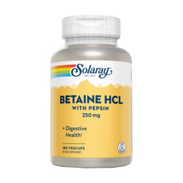 Solaray Betaine HCl con Pepsina 250 mg, 180 cápsulas vegetales