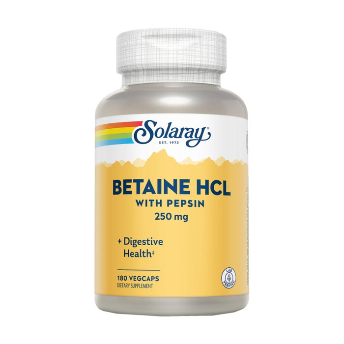 Solaray Betaine HCI con Pepsina 250 mg, 180 cápsulas vegetales Solaray Betaine HCI con Pepsina 250 mg, 180 cápsulas vegetales