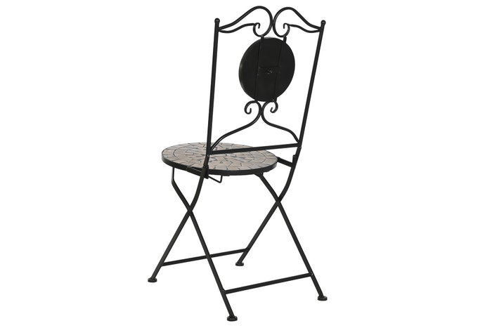 DKD Home Decor Silla Terraza Y Jardin Multicolor Negro 50 x 94 x 42 cm Forja Ceramica