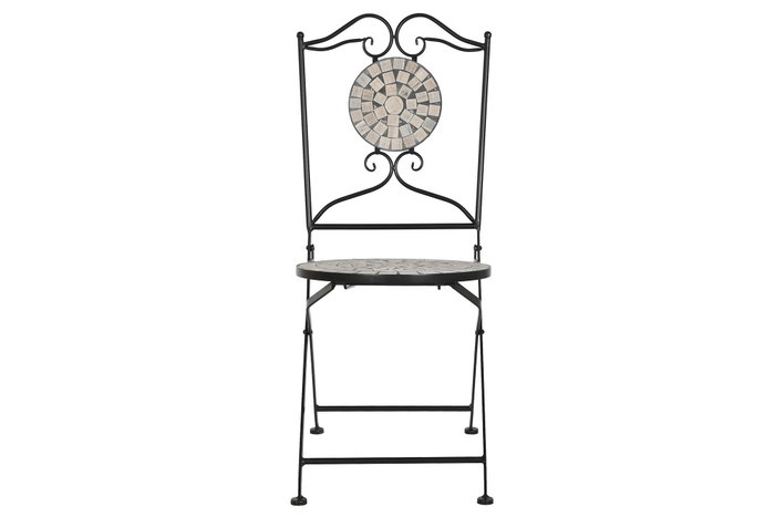 DKD Home Decor Silla Terraza Y Jardin Multicolor Negro 50 x 94 x 42 cm Forja Ceramica