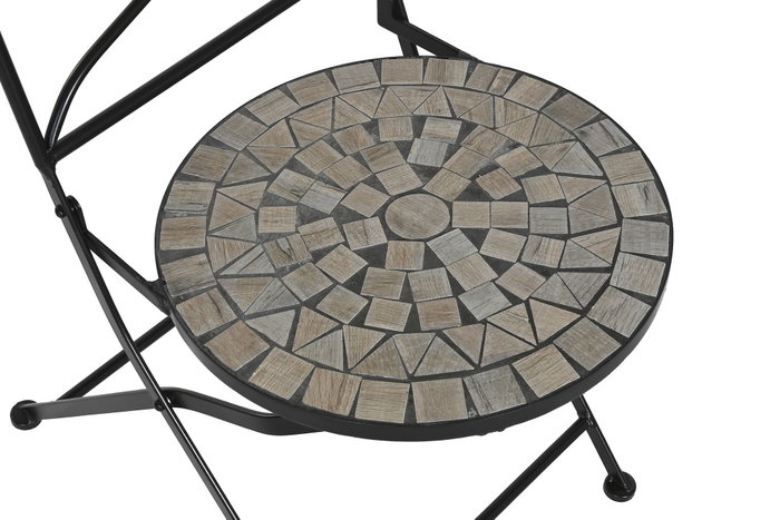 DKD Home Decor Silla Terraza Y Jardin Multicolor Negro 50 x 94 x 42 cm Forja Ceramica