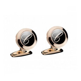 Chopard Gemelos Classic C en Acero Inoxidable con Acabados en Oro Rosa y Laca Negra