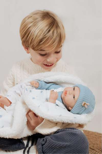 Muñecas Arias Muñeca Reborn 40 cm Cairo Azul con Manta