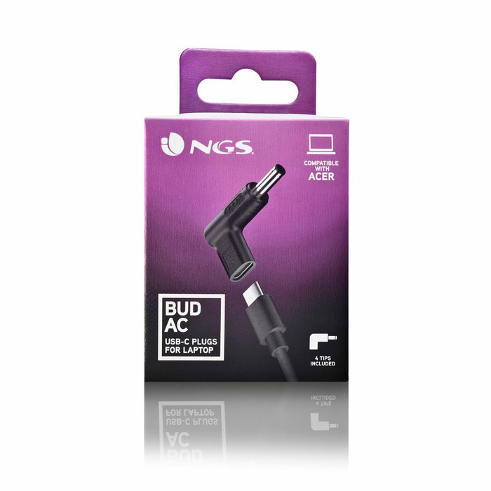 NGS BUD-AC Pack de 4 Clavijas de Alimentación para Portátil (3.0x1.1mm, 5.5x2.1mm, 5.5x2.5mm, 5.5x1.7mm) SKU: B16MMXFMP2