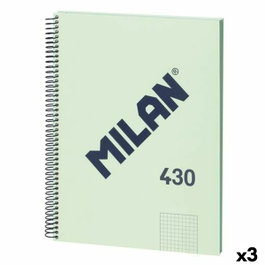 Milán Cuaderno A4 con Espiral Metálica, Tapa Dura y 80 Hojas Cuadriculadas Verde