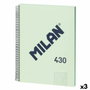 Milán Cuaderno A4 con Espiral Metálica, Tapa Dura y 80 Hojas Cuadriculadas Verde