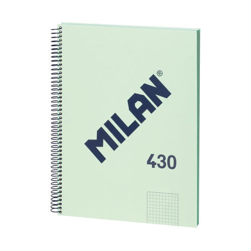 Milán Cuaderno A4 con Espiral Metálica, Tapa Dura y 80 Hojas Cuadriculadas Verde Milán Cuaderno A4 con Espiral Metálica, Tapa Dura y 80 Hojas Cuadriculadas Verde