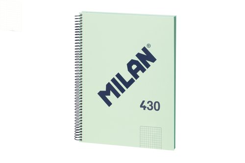 Milán Cuaderno A4 con Espiral Metálica, Tapa Dura y 80 Hojas Cuadriculadas Verde Milán Cuaderno A4 con Espiral Metálica, Tapa Dura y 80 Hojas Cuadriculadas Verde