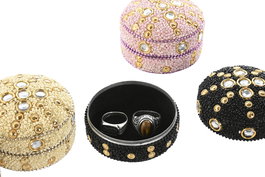 DKD Home Decor Joyero Indio 8 Unidades Rosa, Azul, Naranja, Amarillo Aluminio 7.5x7.5x5 cm