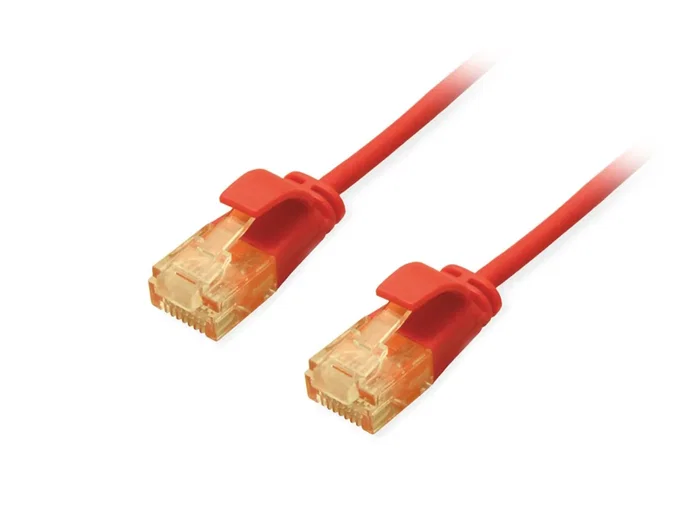 Equip 626204 Cable de Red Cat6a Slim U/UTP para 10 Gigabit Ethernet y PoE+, 1.5 Metros, Conectores RJ45 Macho, Color Rojo, LSZH (Libre de Halógenos)