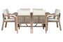 DKD Home Decor Mesa de Comedor Set de 7 Piezas Acacia con 6 Sillas y Cojines