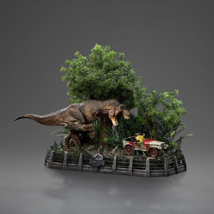 Iron Studios Parque Jurásico Estatua 1/20 Demi Art Scale T-Rex Chase Iron Studios Parque Jurásico Estatua 1/20 Demi Art Scale T-Rex Chase