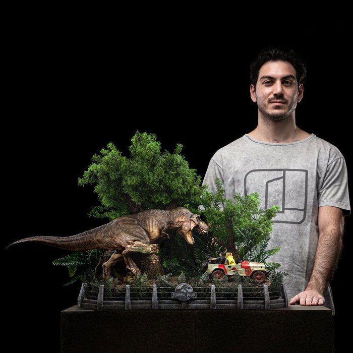 Iron Studios Parque Jurásico Estatua 1/20 Demi Art Scale T-Rex Chase Iron Studios Parque Jurásico Estatua 1/20 Demi Art Scale T-Rex Chase