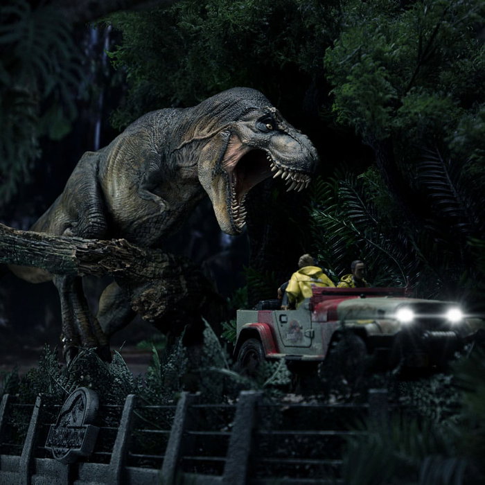 Iron Studios Parque Jurásico Estatua 1/20 Demi Art Scale T-Rex Chase Iron Studios Parque Jurásico Estatua 1/20 Demi Art Scale T-Rex Chase