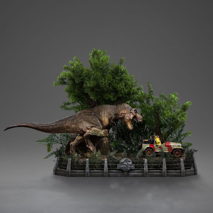 Iron Studios Parque Jurásico Estatua 1/20 Demi Art Scale T-Rex Chase Iron Studios Parque Jurásico Estatua 1/20 Demi Art Scale T-Rex Chase