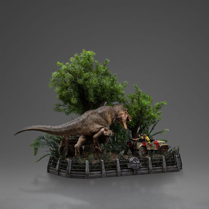 Iron Studios Parque Jurásico Estatua 1/20 Demi Art Scale T-Rex Chase Iron Studios Parque Jurásico Estatua 1/20 Demi Art Scale T-Rex Chase