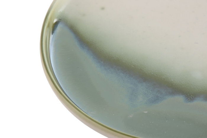 DKD Home Decor Plato de Porcelana Jade 24 Verde 20x20x2 cm