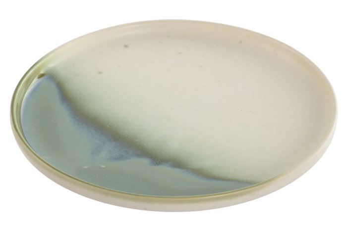 DKD Home Decor Plato de Porcelana Jade 24 Verde 20x20x2 cm