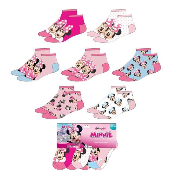 Cerdá Pack Calcetines Tobillero Minnie para Niña Talla 31-34 - 3 Años, Modelos Surtidos