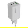 Canyon CU65ACC Cargador GaN 65W, 2 Puertos USB-C PD y 1 USB-A, Carga Rápida para Portátil/Smartphone, Enchufe UE, Blanco