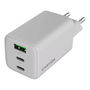 Canyon CU65ACC Cargador GaN 65W, 2 Puertos USB-C PD y 1 USB-A, Carga Rápida para Portátil/Smartphone, Enchufe UE, Blanco