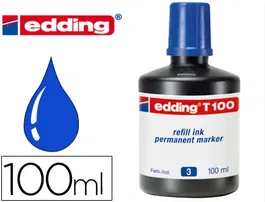 Edding t-100 Tinta Recarga Rotulador Permanente Azul Bote 100 ml